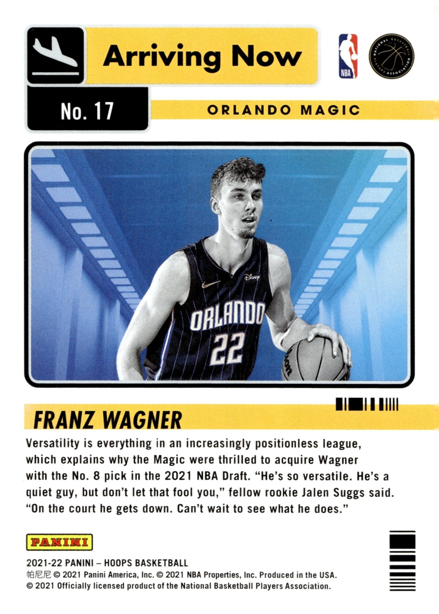 Franz Wagner 2021 - 22 Panini Hoops Arriving Now RC #17 - Collector Store LLC