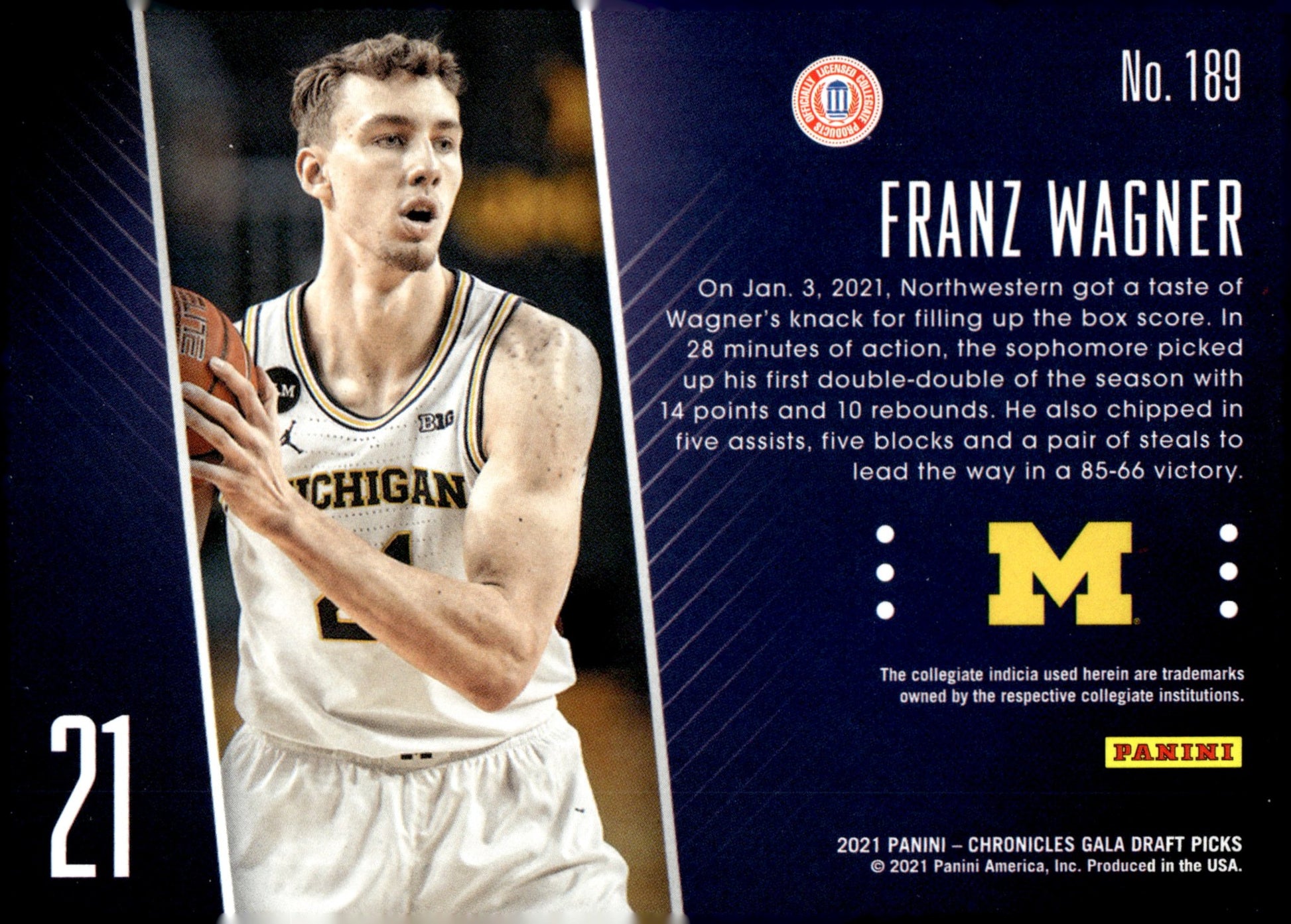 Franz Wagner 2021 Panini Chronicles Gala Draft Picks RC #189 - Collector Store LLC
