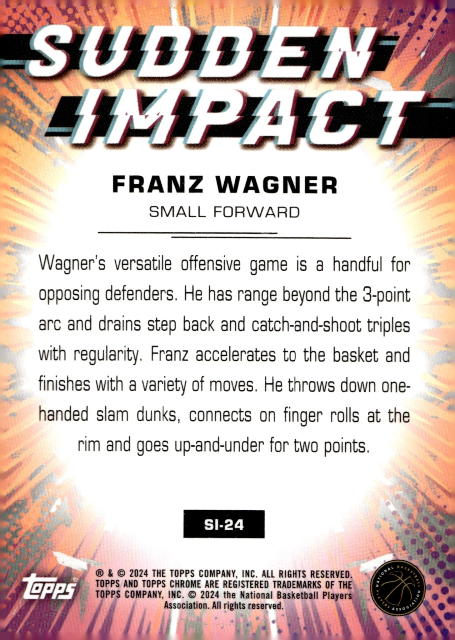 Franz Wagner 2024 Topps Chrome Sudden Impact Refractor #SI - 24 - Collector Store LLC