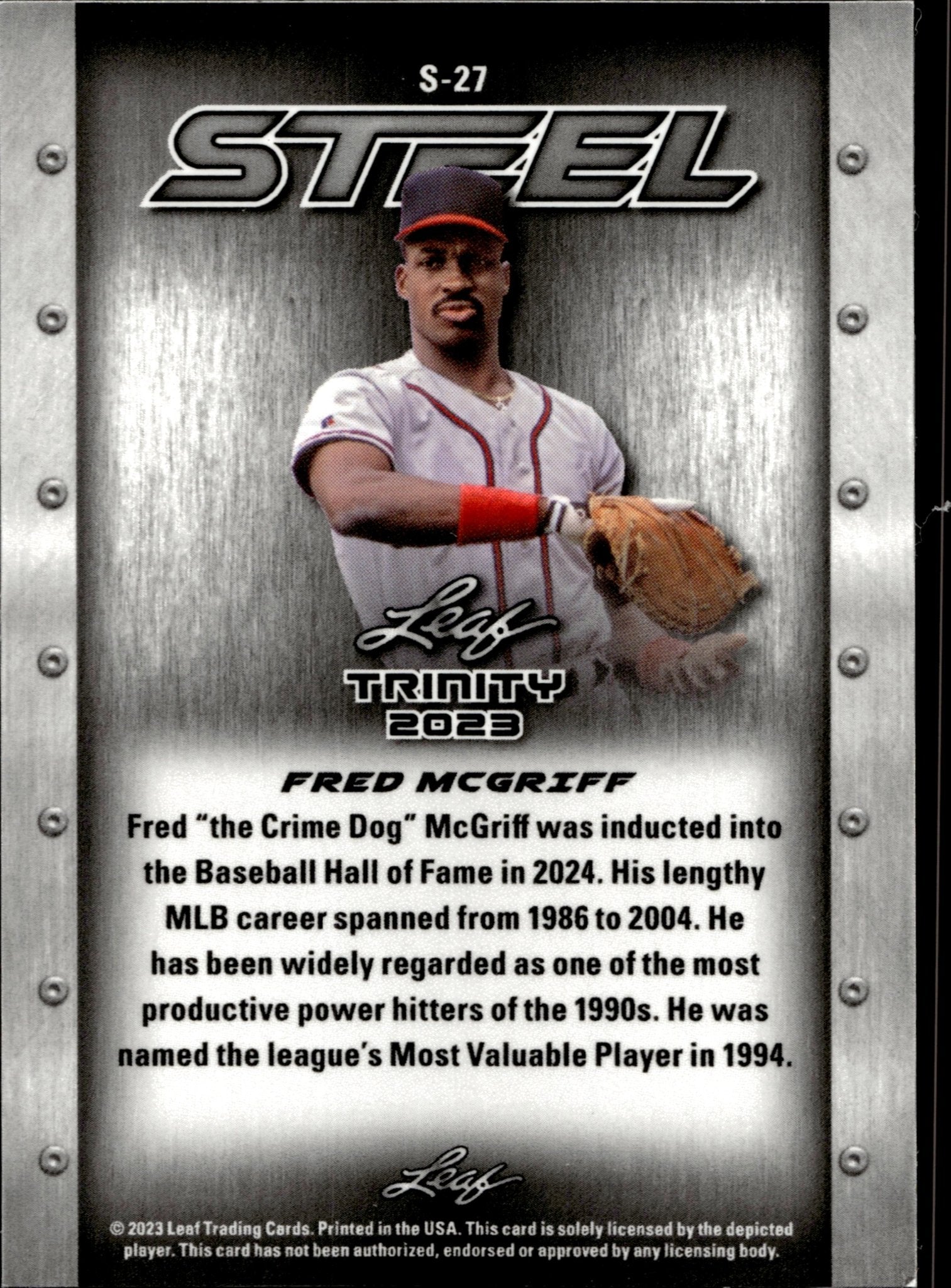 Fred McGriff 2023 Leaf Trinity Steel #S - 27 - Collector Store LLC