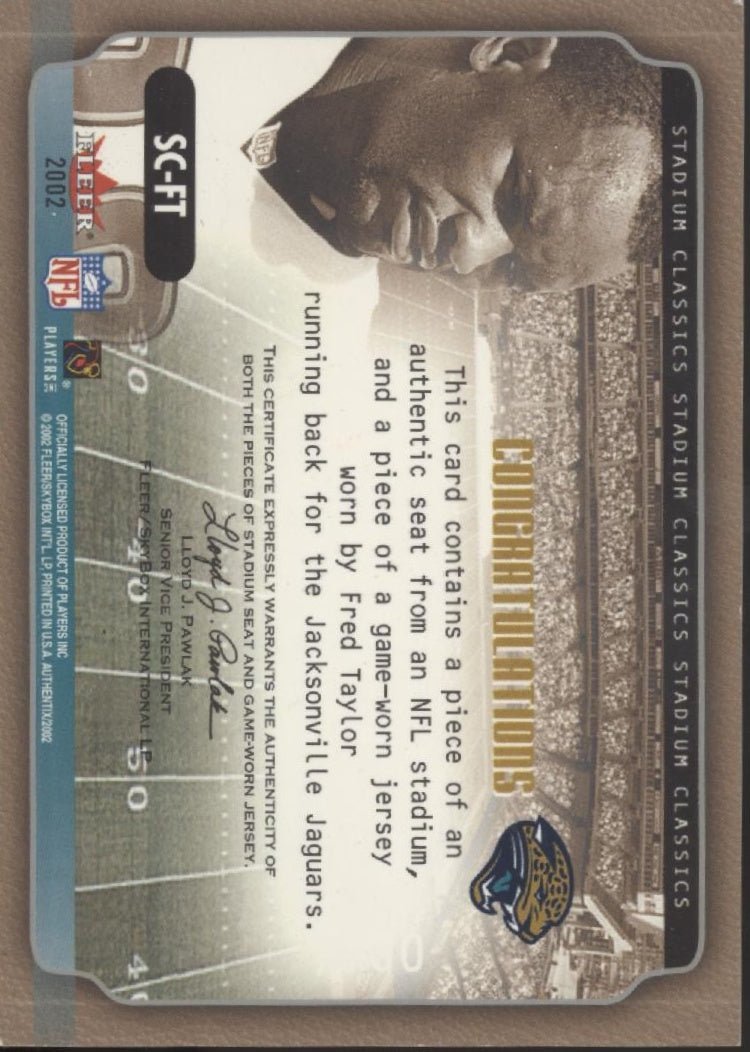 Fred Taylor 2002 Fleer Authentix Stadium Classics Relics #SC - FT - Collector Store LLC