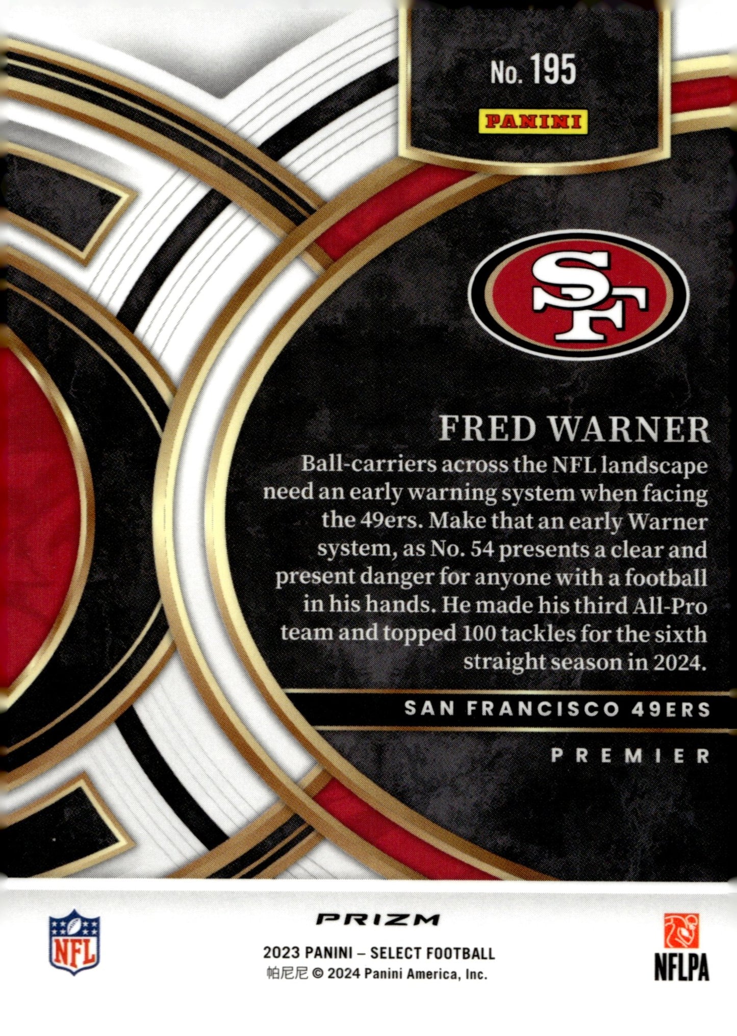 Fred Warner 2023 Panini Select #195 - Collector Store LLC