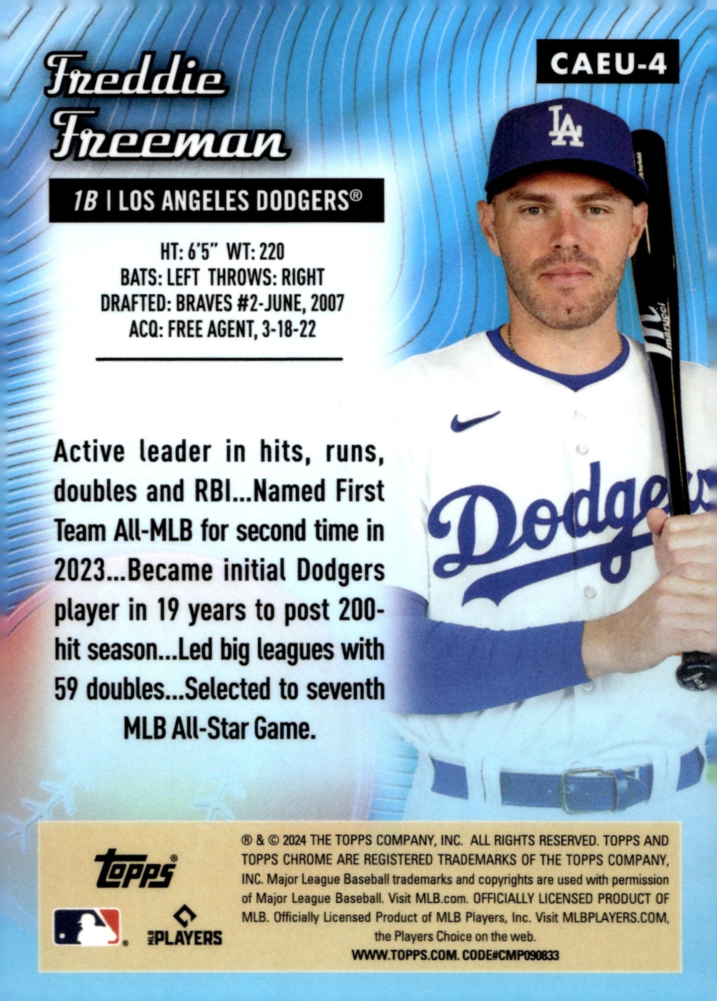 Freddie Freeman 2024 Topps Chrome All Etch Refractor #CAEU - 4 - Collector Store LLC