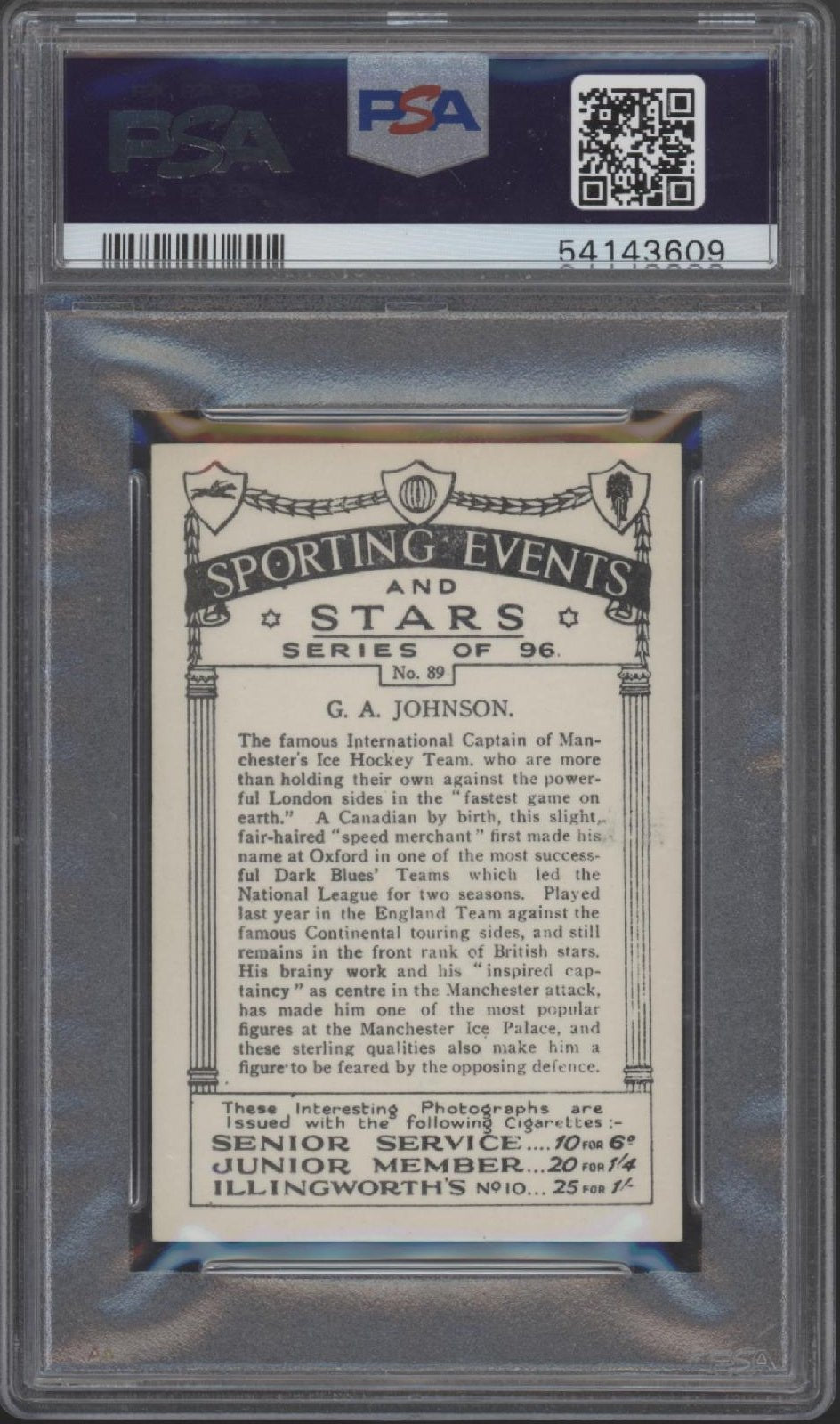 G A Johnson 1935 JA Pattreiouex Sporting Events & Stars #89 PSA 4 - Collector Store LLC