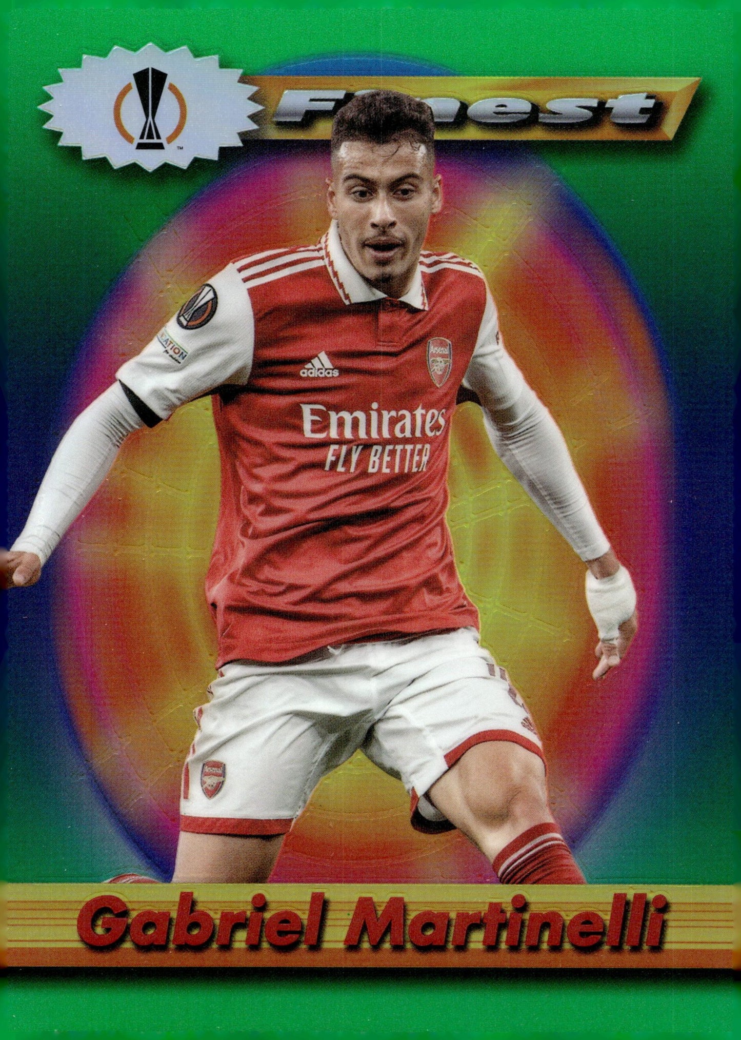 Gabriel Martinelli 2022 - 23 Topps Finest UEFA Europa League Green Refractor #111 - Collector Store LLC