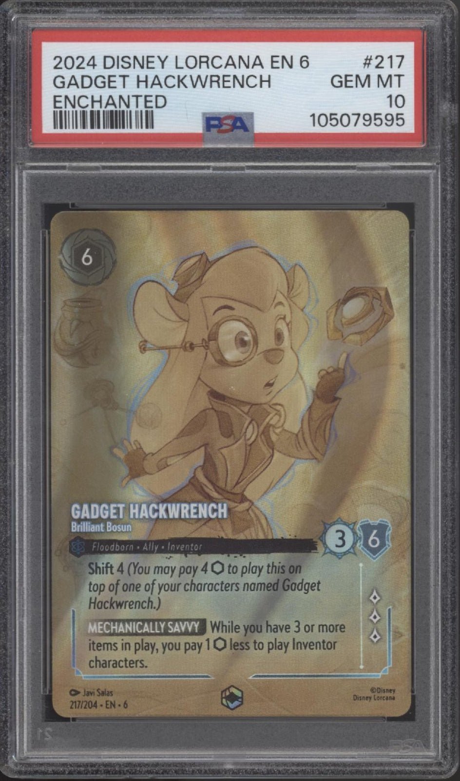 Gadget Hackwrench Disney Lorcana Azurite Sea Enchanted #217 PSA 10 - Collector Store LLC Gadget Hackwrench Disney Lorcana Azurite Sea Enchanted #217 PSA 10 - Collector Store LLC