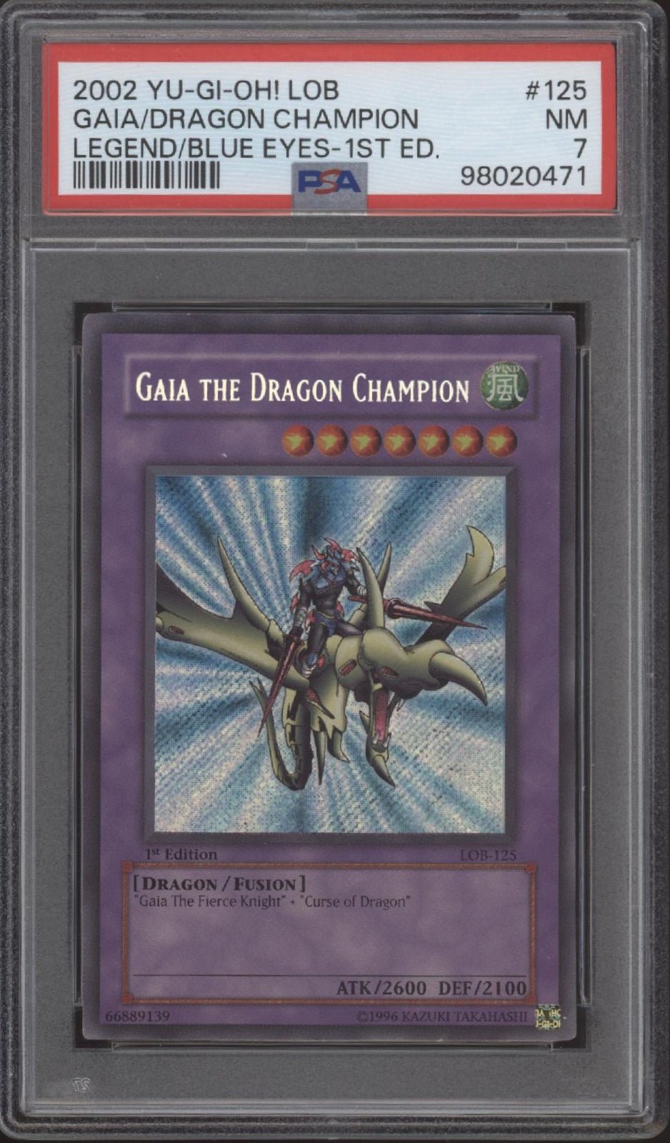 Gaia The Dragon Champion Yu-Gi-Oh! Legend of Blue Eyes 1st Edition #125 PSA 7