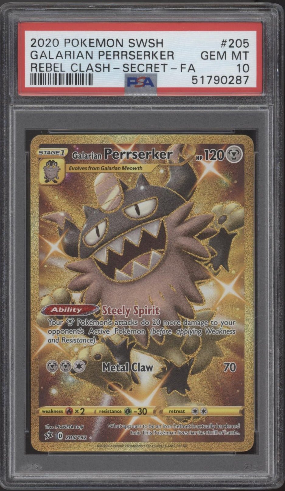 Galarian Perrserker Pokemon Rebel Class Full Art Secret #205 PSA 10 - Collector Store LLC