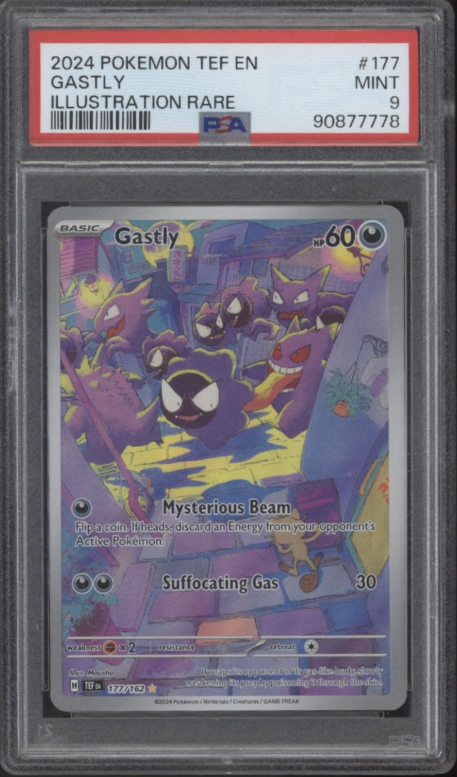 Gastly Pokemon Temporal Forces Illustration Rare 177 PSA 9 - Collector Store LLC