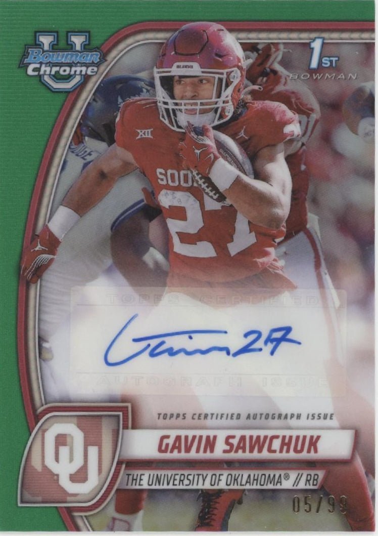 Gavin Sawchuk 2024 Bowman Chrome University Green Refractor Auto PA - GSA - Collector Store LLC
