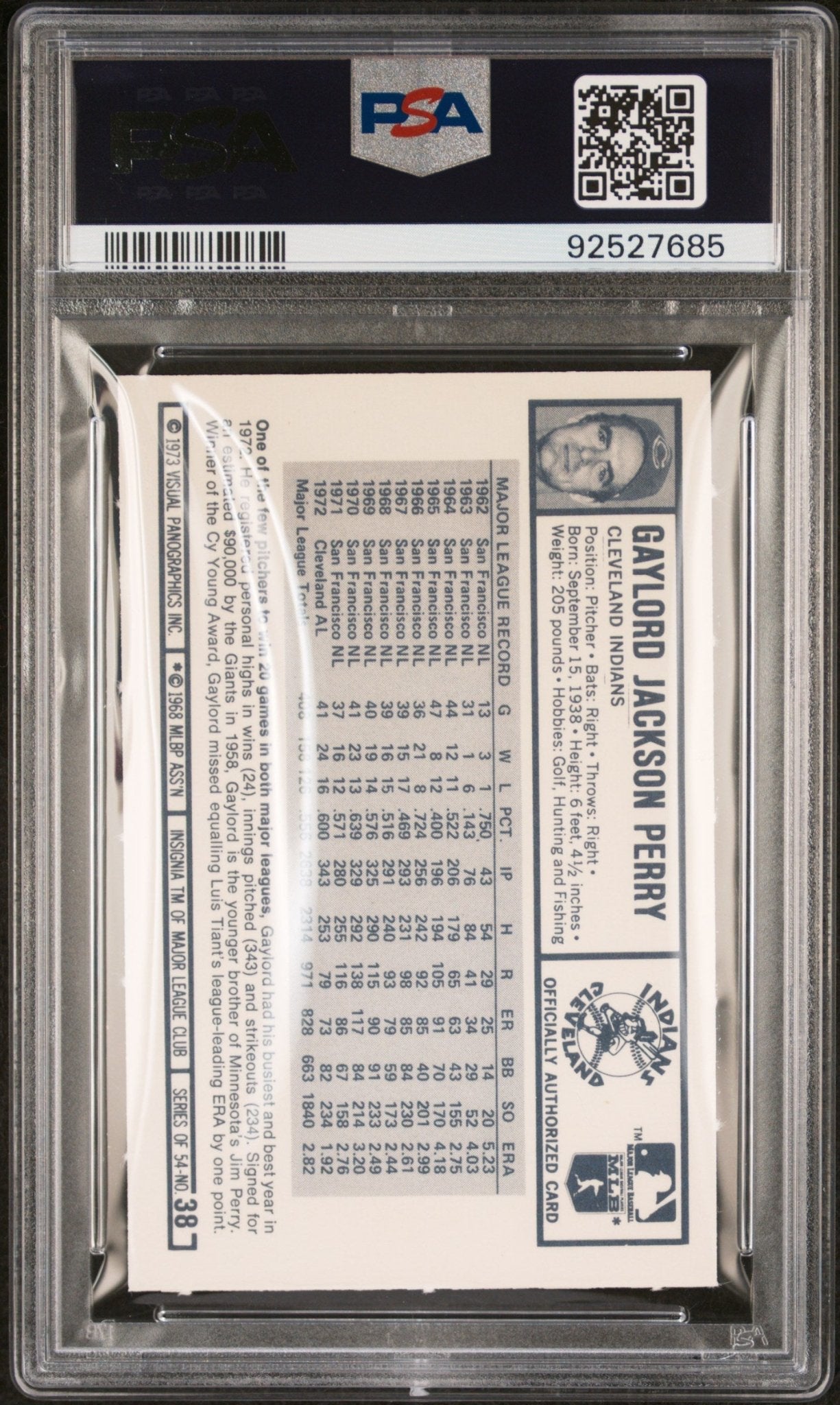 Gaylord Perry 1973 Kellogg's #38 PSA 8 - Collector Store LLC