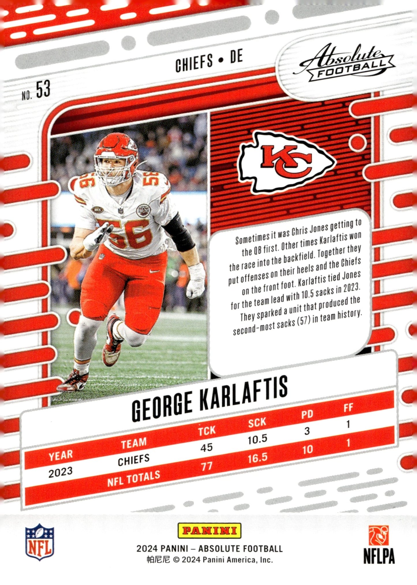 George Karlaftis 2024 Panini Absolute #53 - Collector Store LLC
