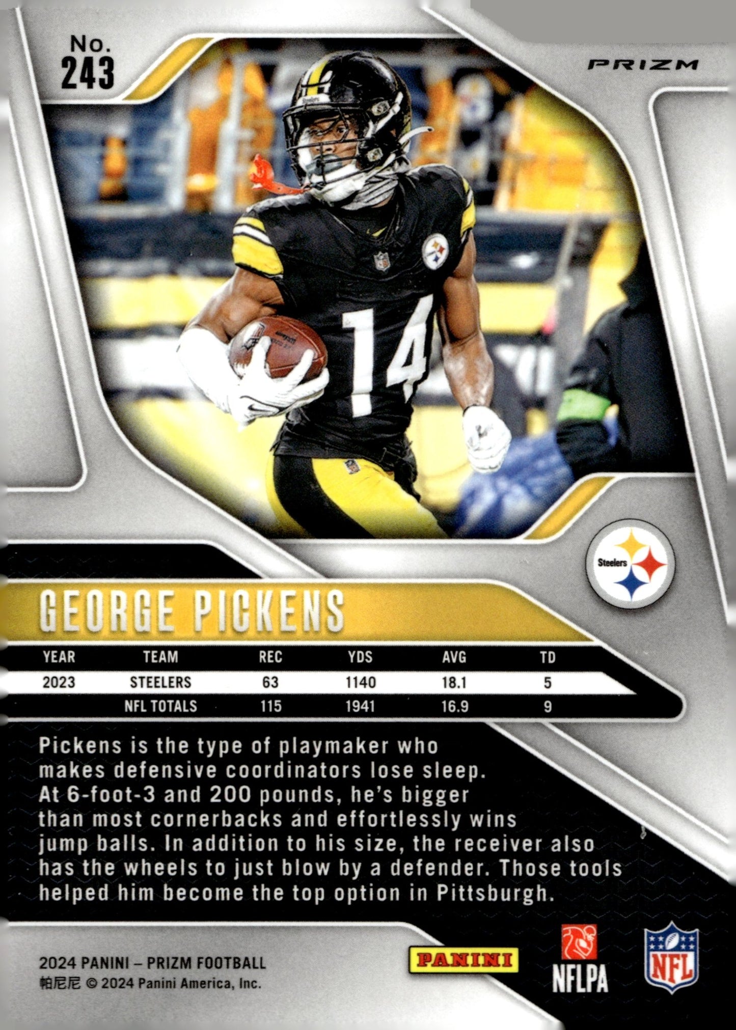 George Pickens 2024 Panini Prizm Green Prizm #243 - Collector Store LLC