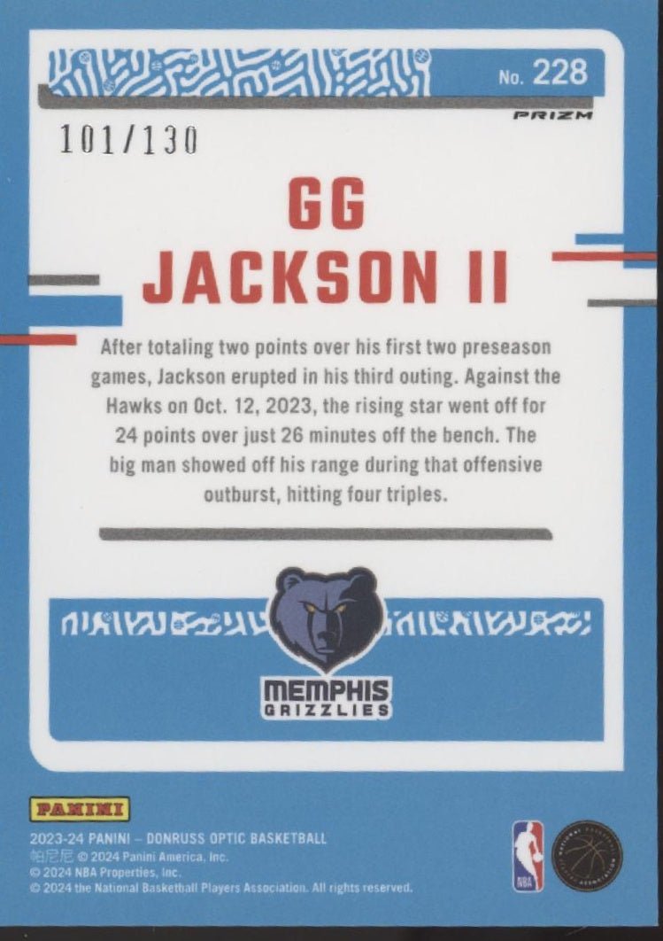 GG Jackson II 2023 - 24 Donruss Optic Rated Rookie Red Seismic Prizm RC 101/103 - Collector Store LLC