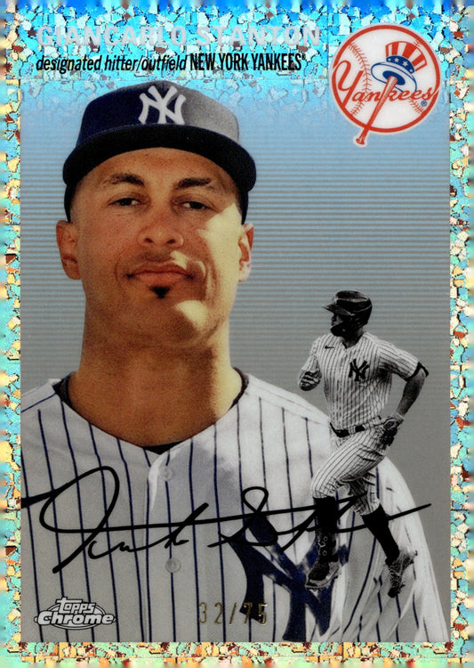 Giancarlo Stanton 2023 Chrome Platinum Rose Gold Mini Diamond Refractor 32/75 - Collector Store LLC