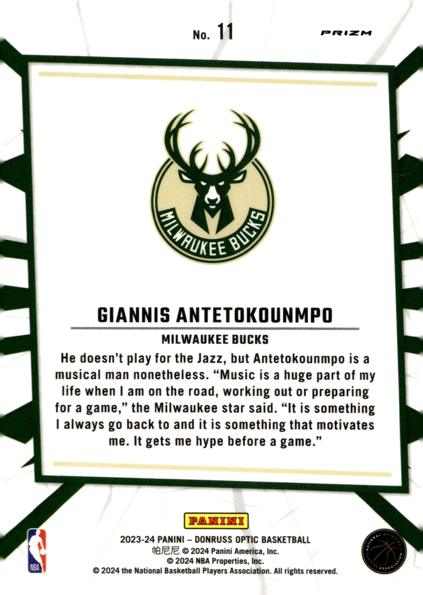 Giannis Antetokounmpo 2023 - 24 Panini Donruss Optic My House Purple Prizm #11 #2 - Collector Store LLC