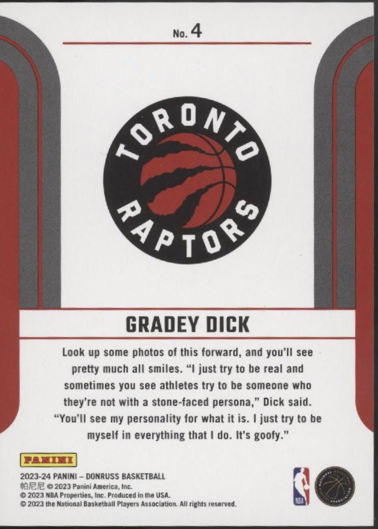 Gradey Dick 2023 - 24 Panini Donruss Franchise Features Red & Green Laser RC 39/75 - Collector Store LLC