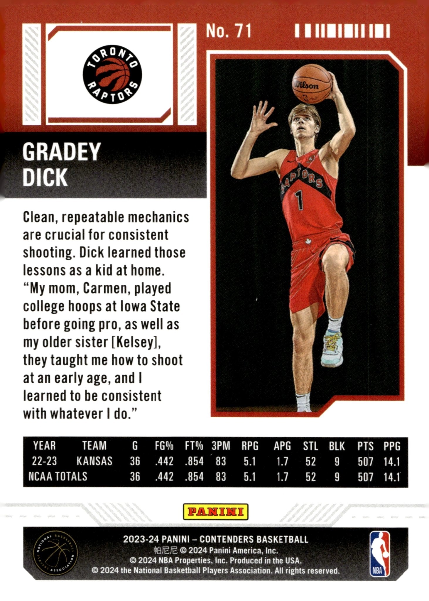 Grady Dick 2023 - 24 Panini Contenders Season Ticket Mojo Holo RC #71 - Collector Store LLC