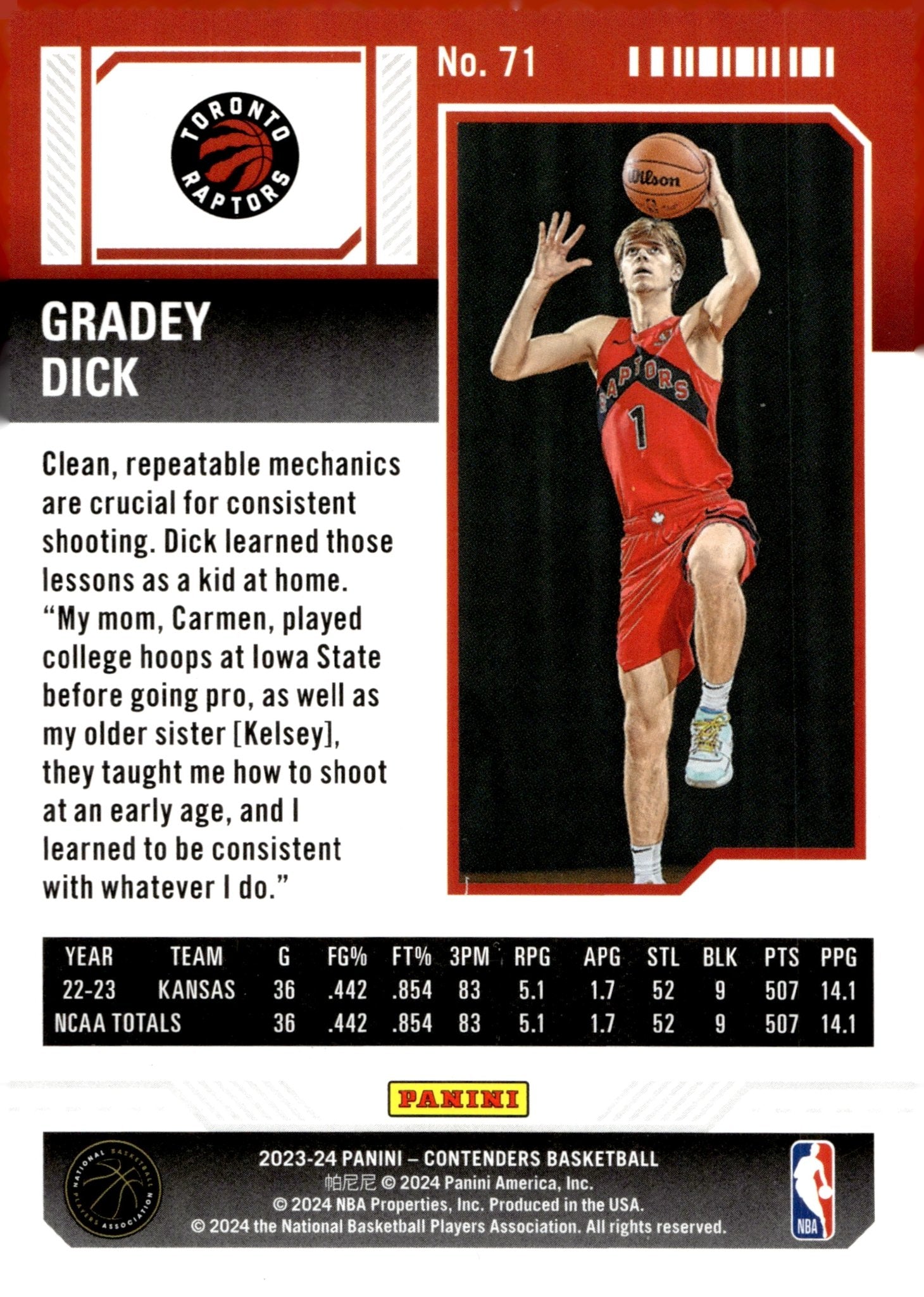 Grady Dick 2023 - 24 Panini Contenders Season Ticket RC #71 - Collector Store LLC