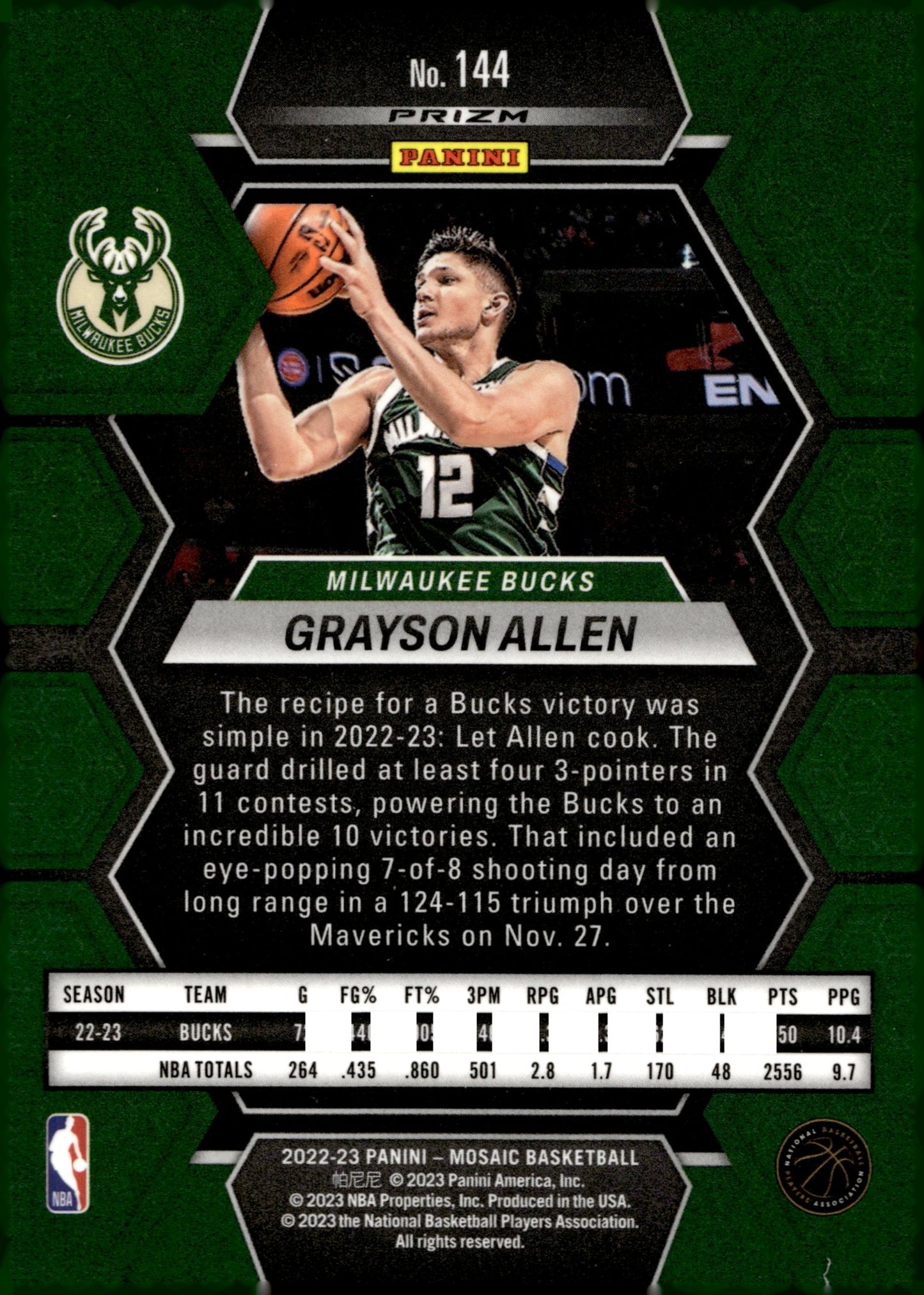 Grayson Allen 2022 - 23 Panini Mosaic Yellow Prizm #144 - Collector Store LLC