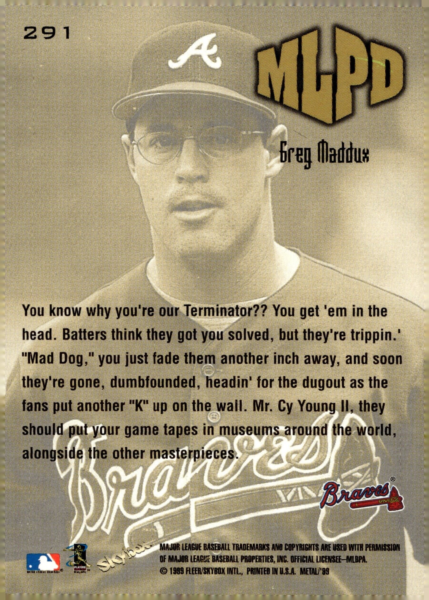 Greg Maddux 1999 Skybox Metal Universe 291 - Collector Store LLC