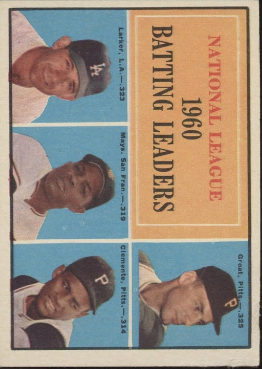Groat / Larker / Mays / Clemente 1961 Topps Batting Leaders #41 VG - EX - Collector Store LLC