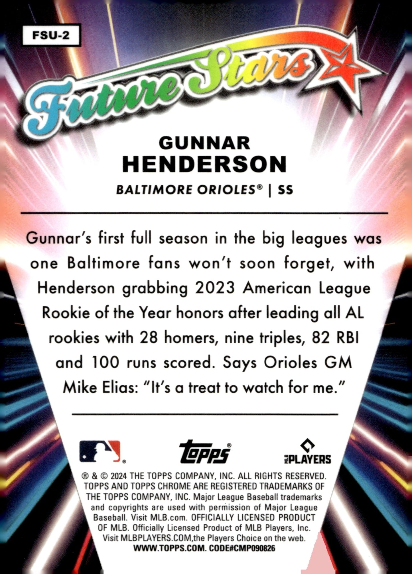Gunnar Henderson 2024 Topps Chrome Future Stars Refractor FSU - 2 1 - Collector Store LLC