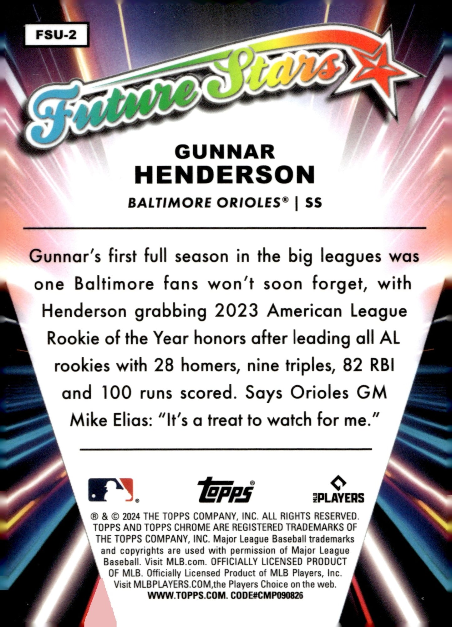 Gunnar Henderson 2024 Topps Chrome Future Stars Refractor FSU - 2 3 - Collector Store LLC