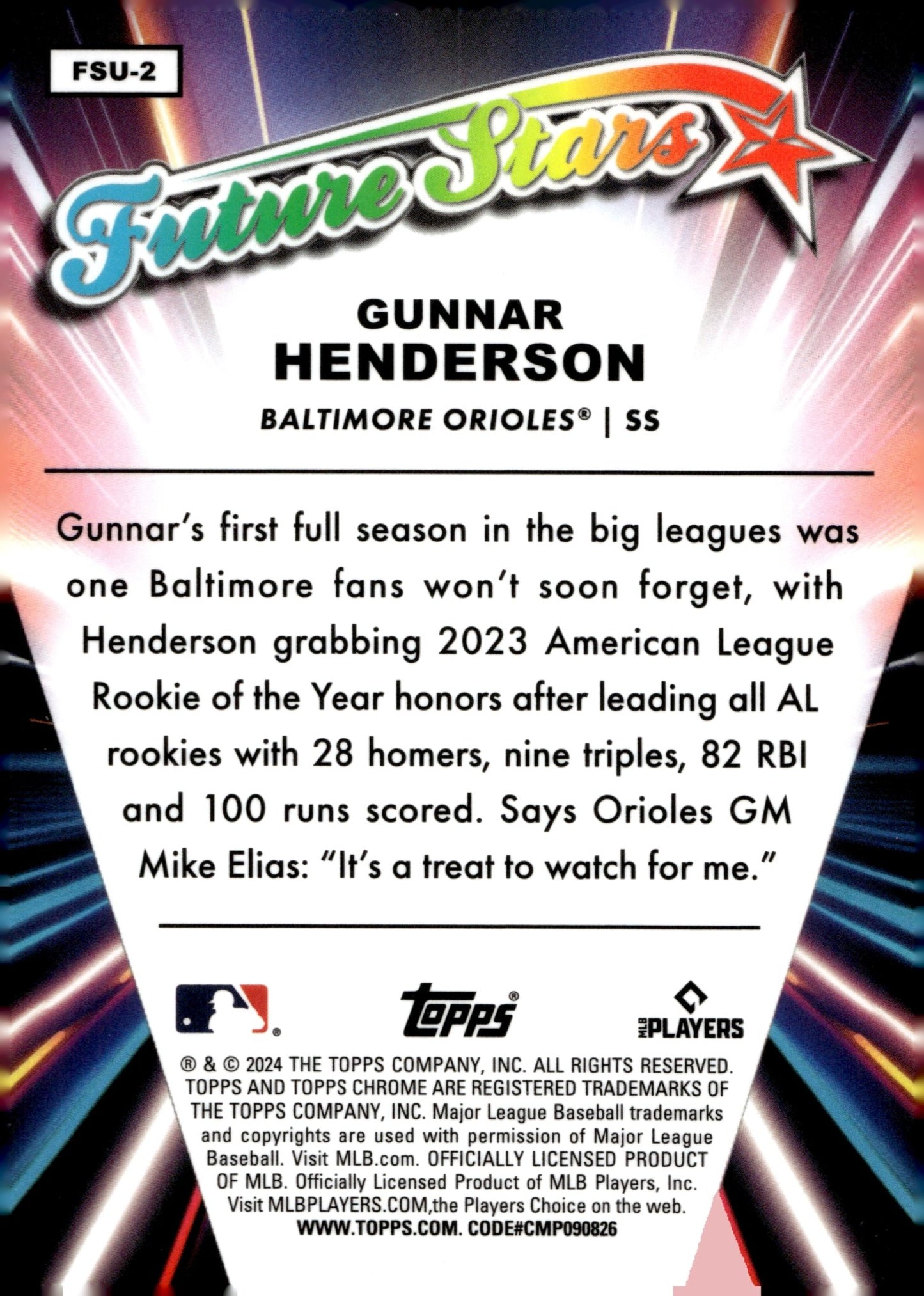 Gunnar Henderson 2024 Topps Chrome Future Stars Refractor FSU - 2 4 - Collector Store LLC