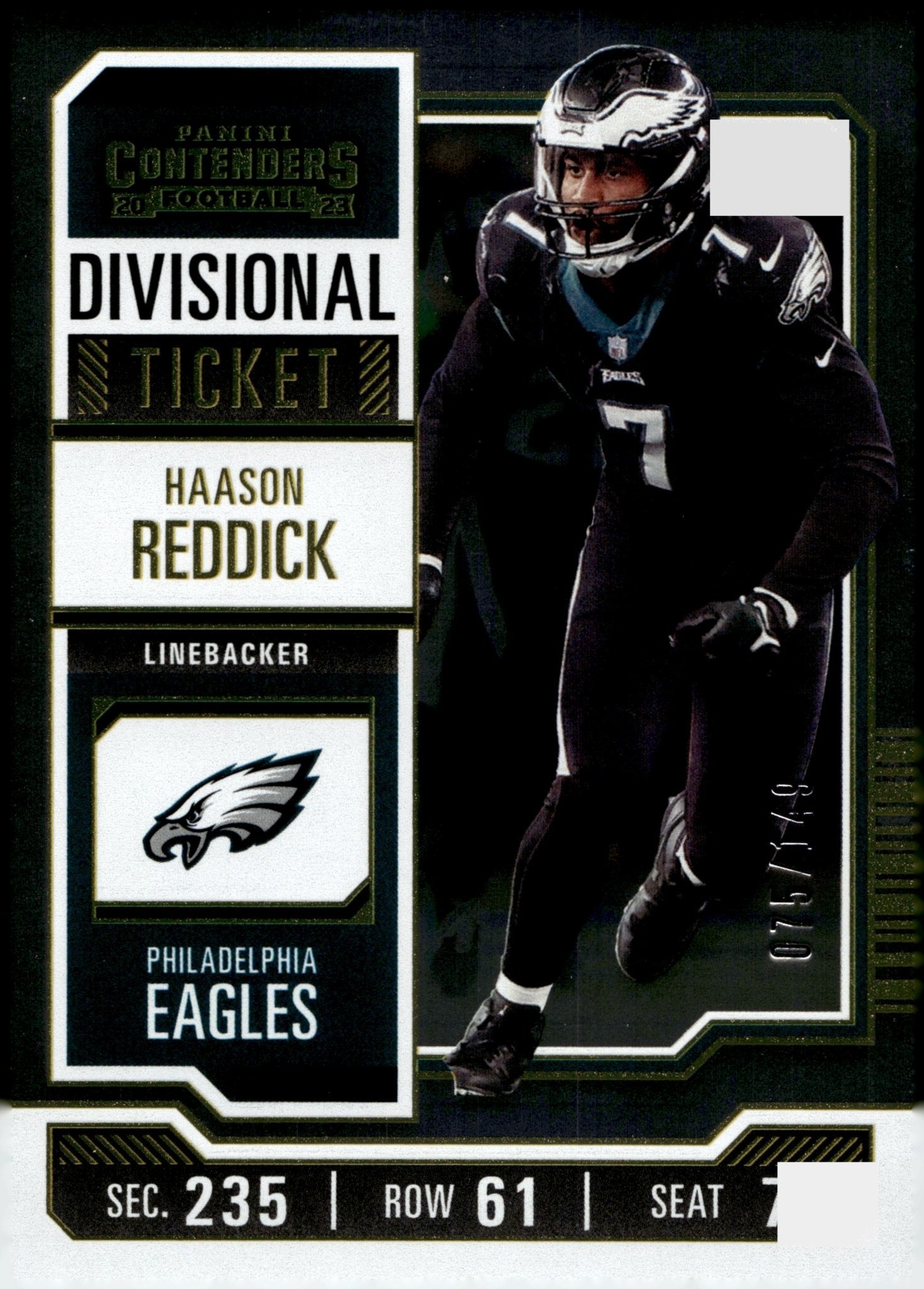 Haason Reddick 2023 Panini Contenders Divisional Ticket 075/149 #80 - Collector Store LLC
