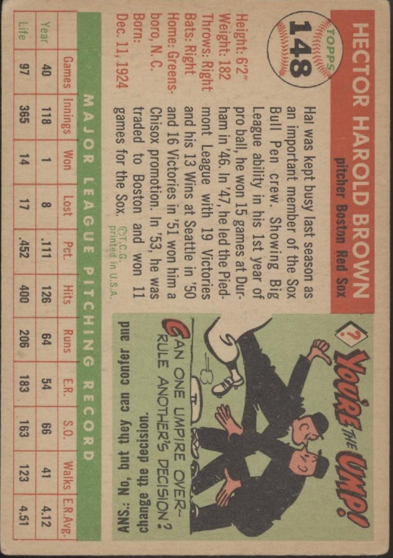 Hal Brown 1955 Topps #148 Boston Red Sox VG #2 - Collector Store LLC