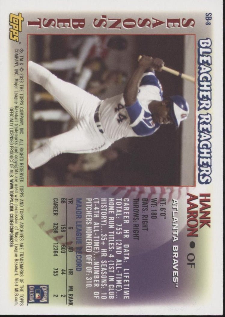Hank Aaron 2023 Topps Archives Bleacher Reachers Refractor #SB - 8 - Collector Store LLC
