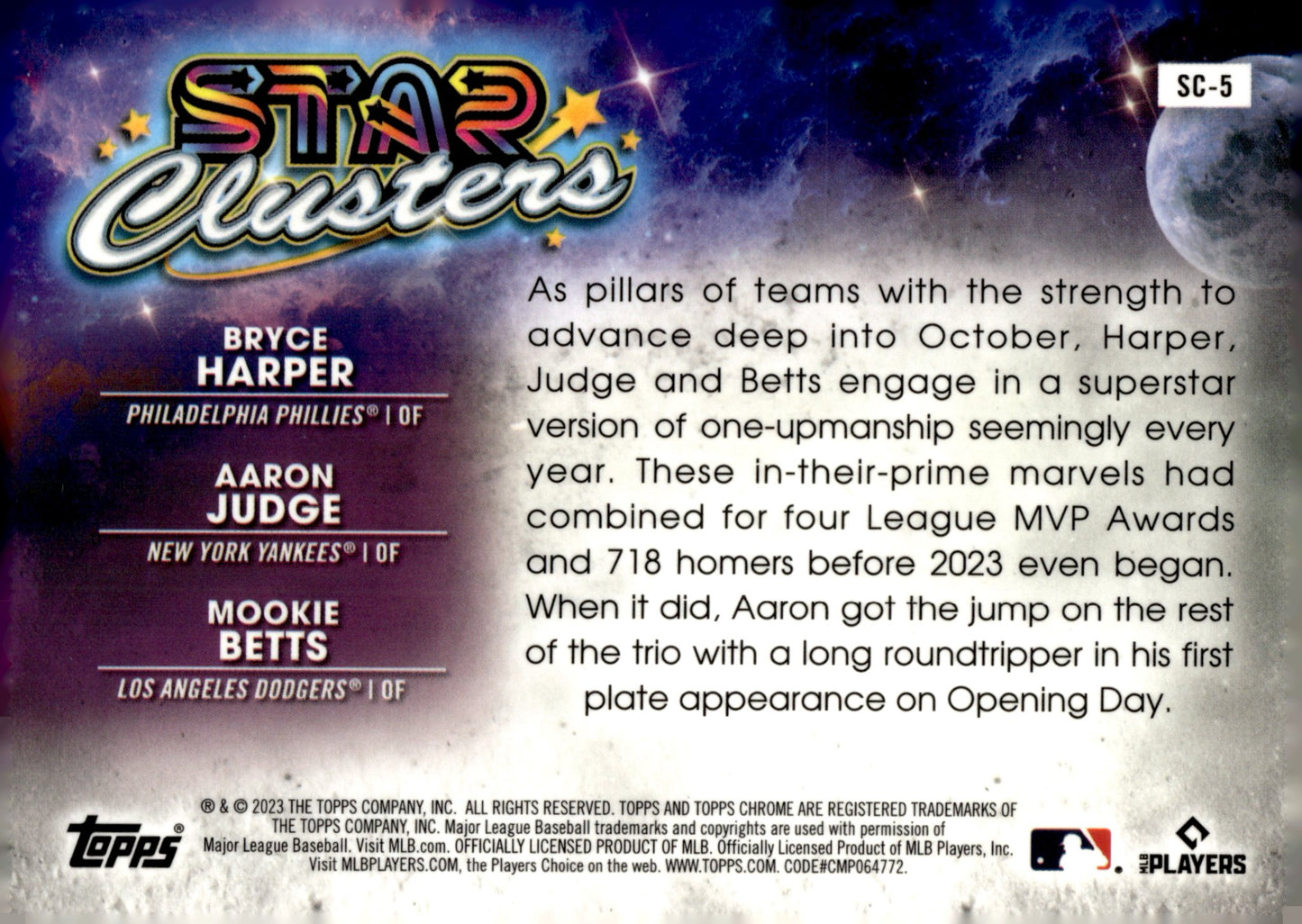 Harper / Judge / Betts 2023 Topps Chrome Star Clusters Refractor #SC - 5 - Collector Store LLC