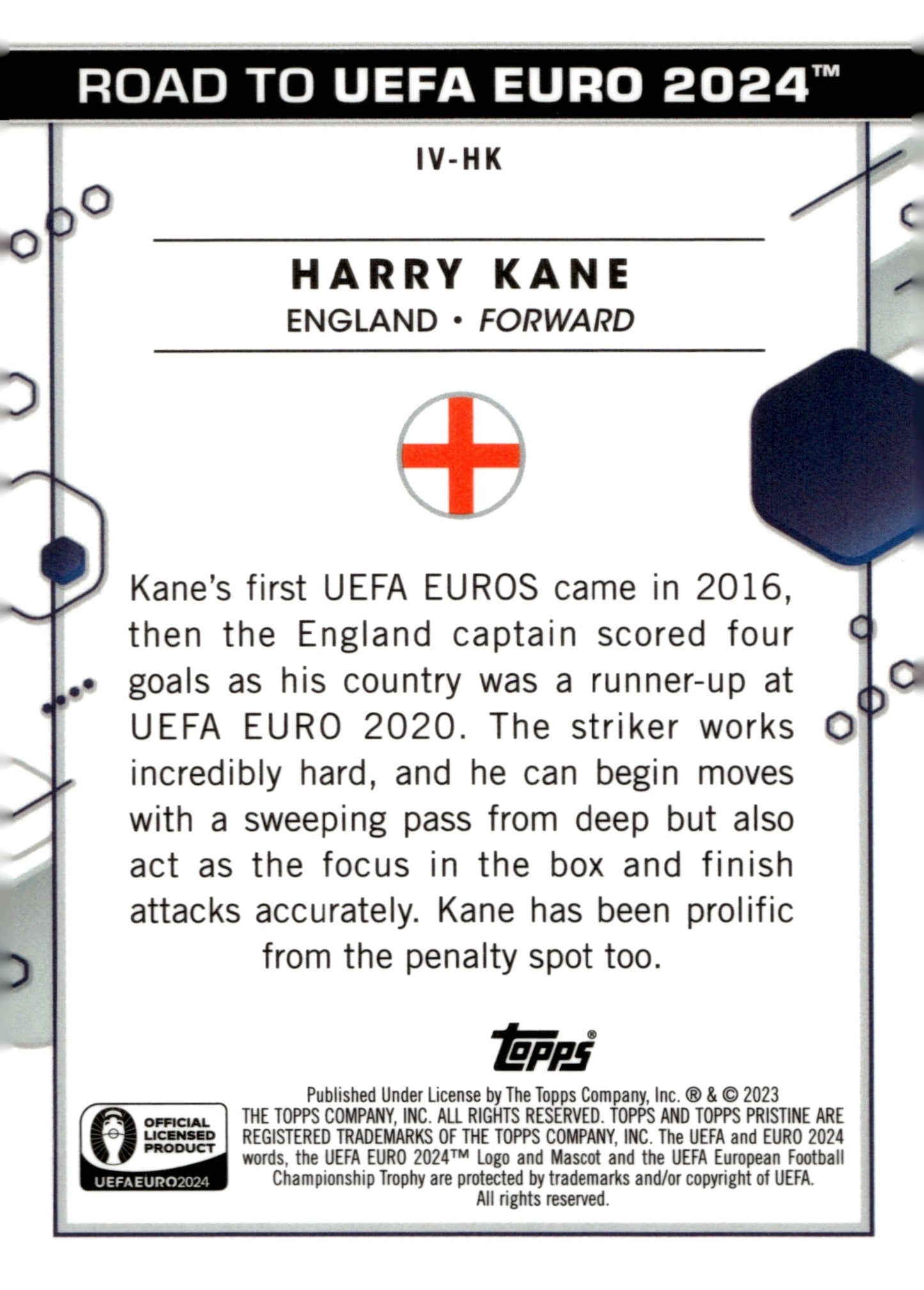 Harry Kane 2023 - 24 Topps Pristine Road to UEFA Euro Inevitable #IV - HK - Collector Store LLC