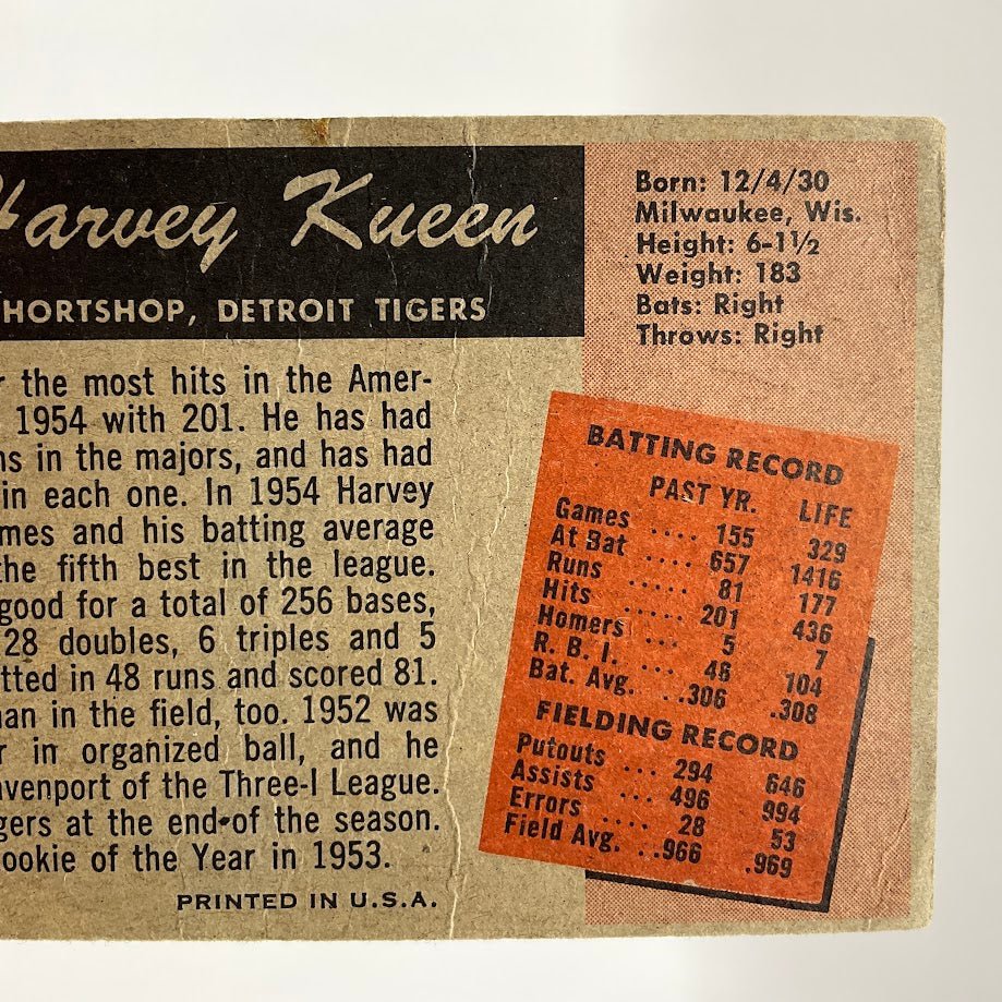 Harvey Kuenn 1955 Bowman #132 Detroit Tigers GD - Collector Store LLC