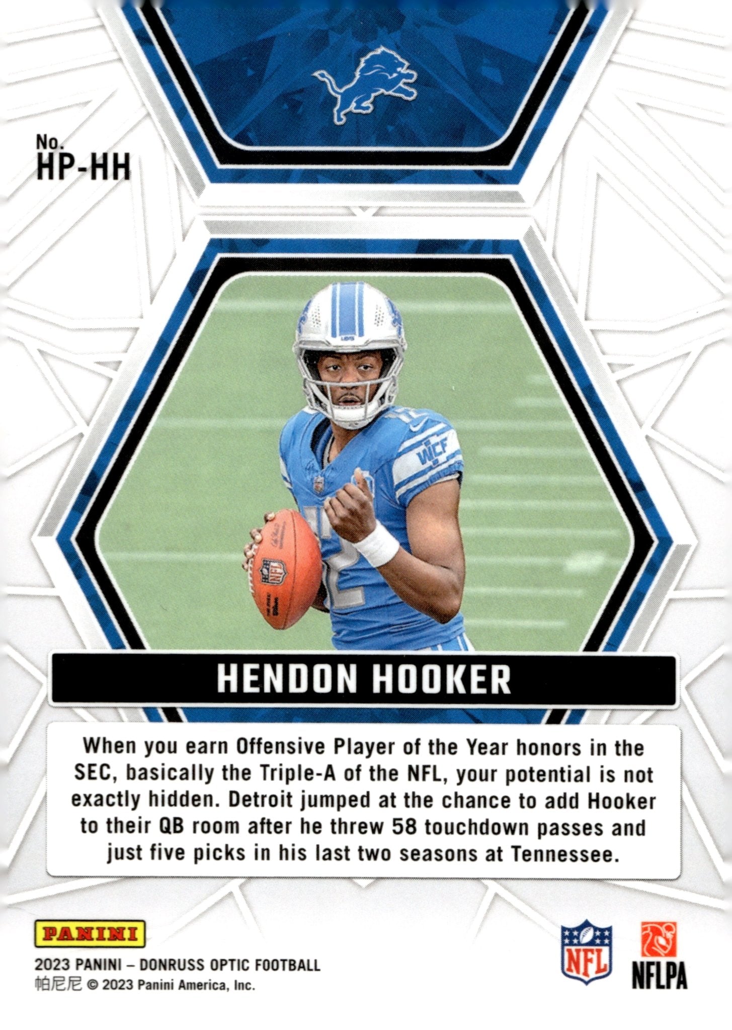 Hendon Hooker 2023 Panini Donruss Optic Hidden Potential RC #HP - HH - Collector Store LLC