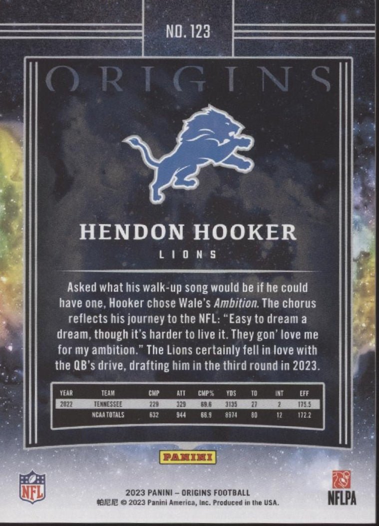 Hendon Hooker 2023 Panini Origins Black RC 93/99 #123 - Collector Store LLC