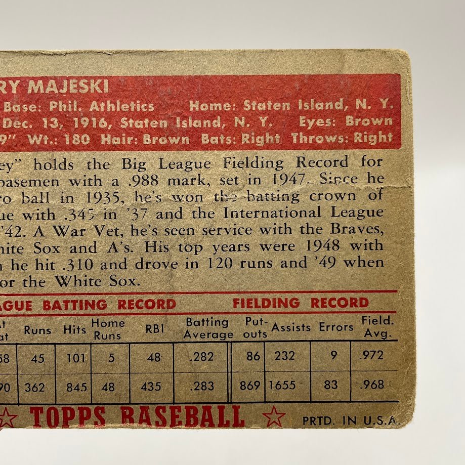Henry Majeski 1952 Topps #112 Philadelphia Athletics PR - Collector Store LLC