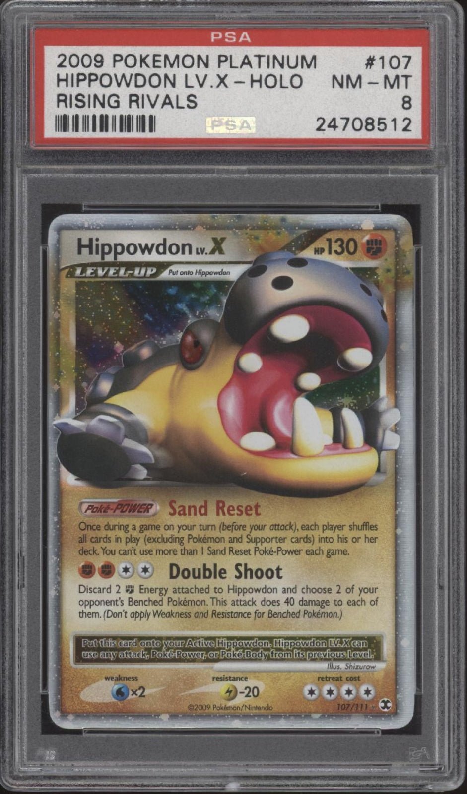 pokemon card hippowdon Hippowdon LV X Pokemon Rising Rivals Holo #107 PSA 8