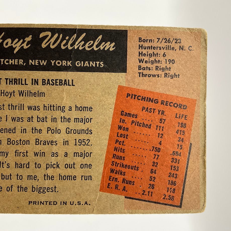 Hoyt Wilhelm 1955 Bowman #1 New York Giants PR - Collector Store LLC