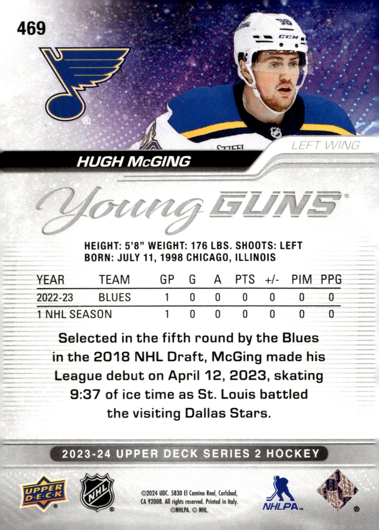 Hugh McGing 2023 - 24 Upper Deck Series 2 Young Guns RC #469 - Collector Store LLC