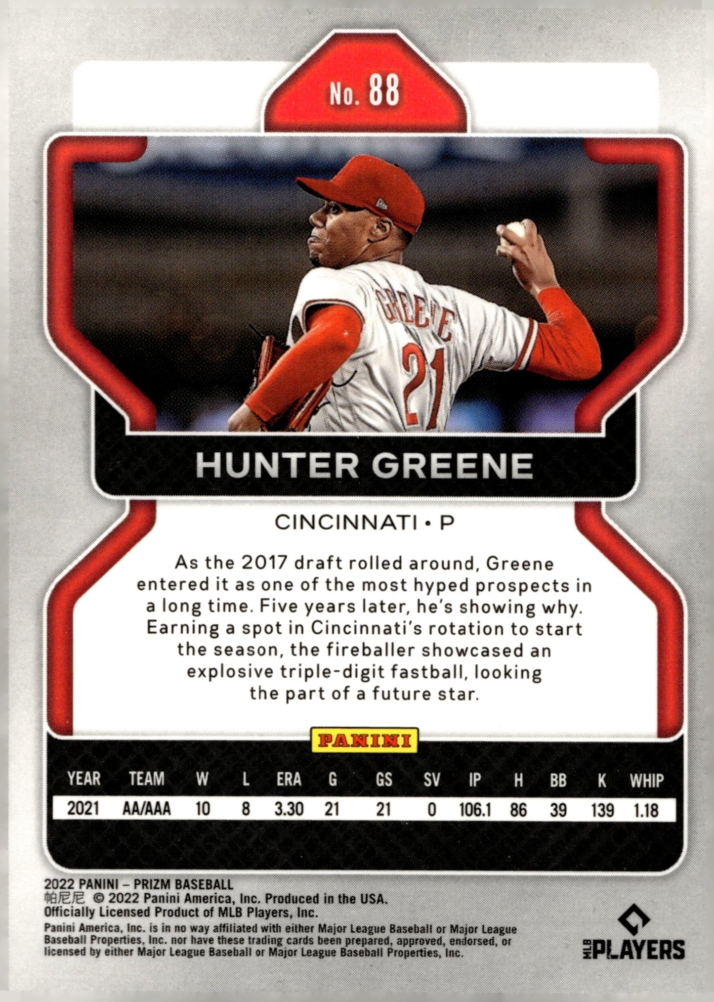 Hunter Greene 2022 Panini Prizm RC 88 - Collector Store LLC