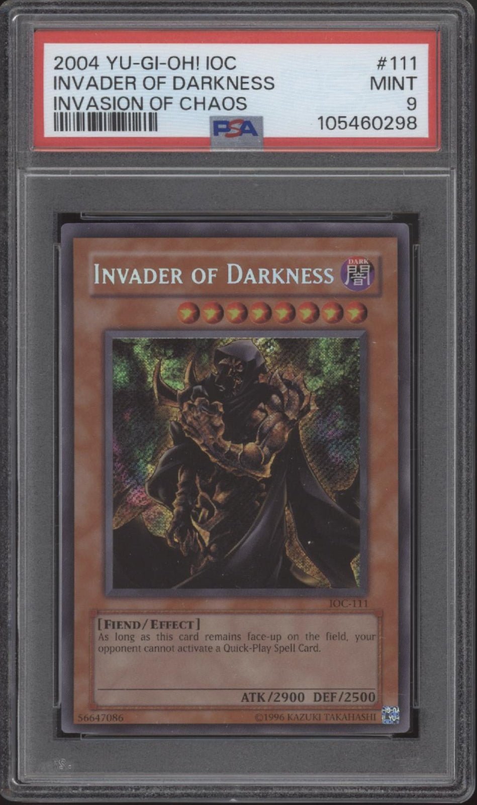 Invader of Darkness Yu - Gi - Oh! Invasion of Chaos #111 PSA 9 - Collector Store LLC