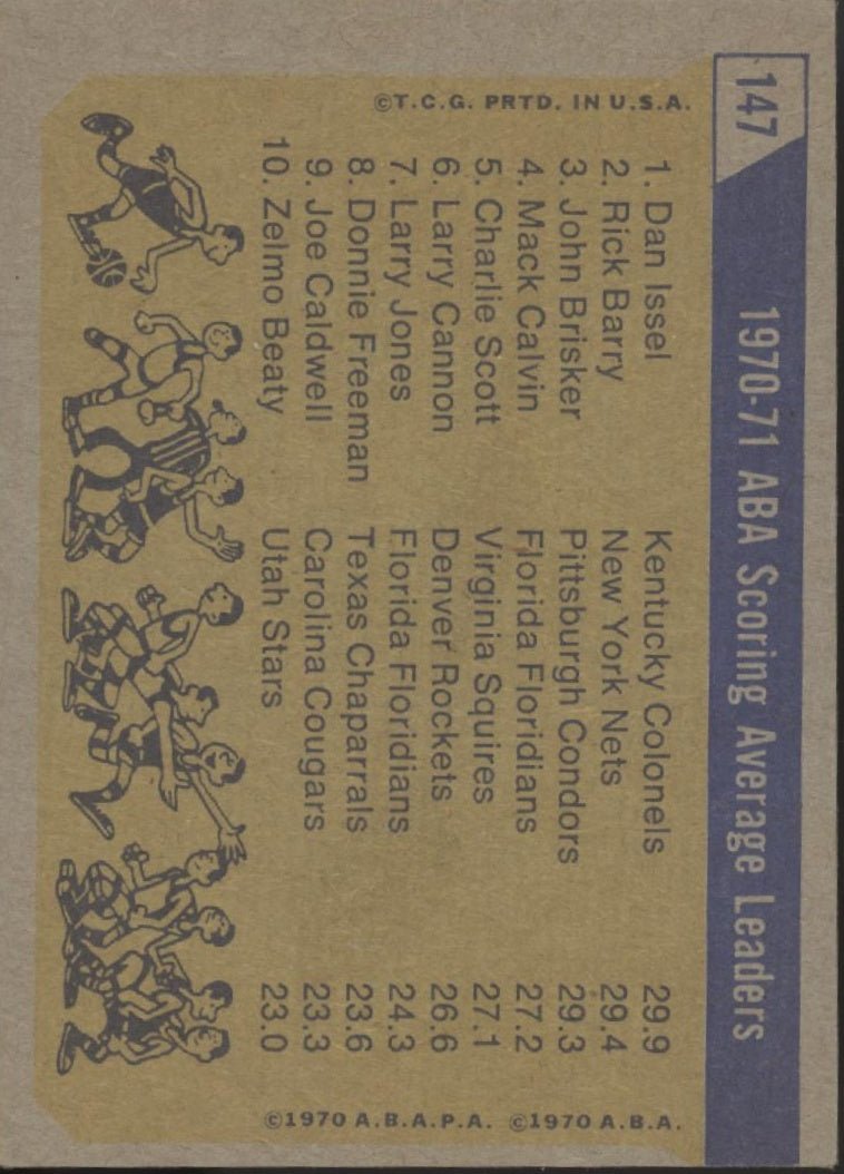 Issel / Barry / Brisker 1971 - 72 Topps Scoring Average Leaders #147 EX - Collector Store LLC
