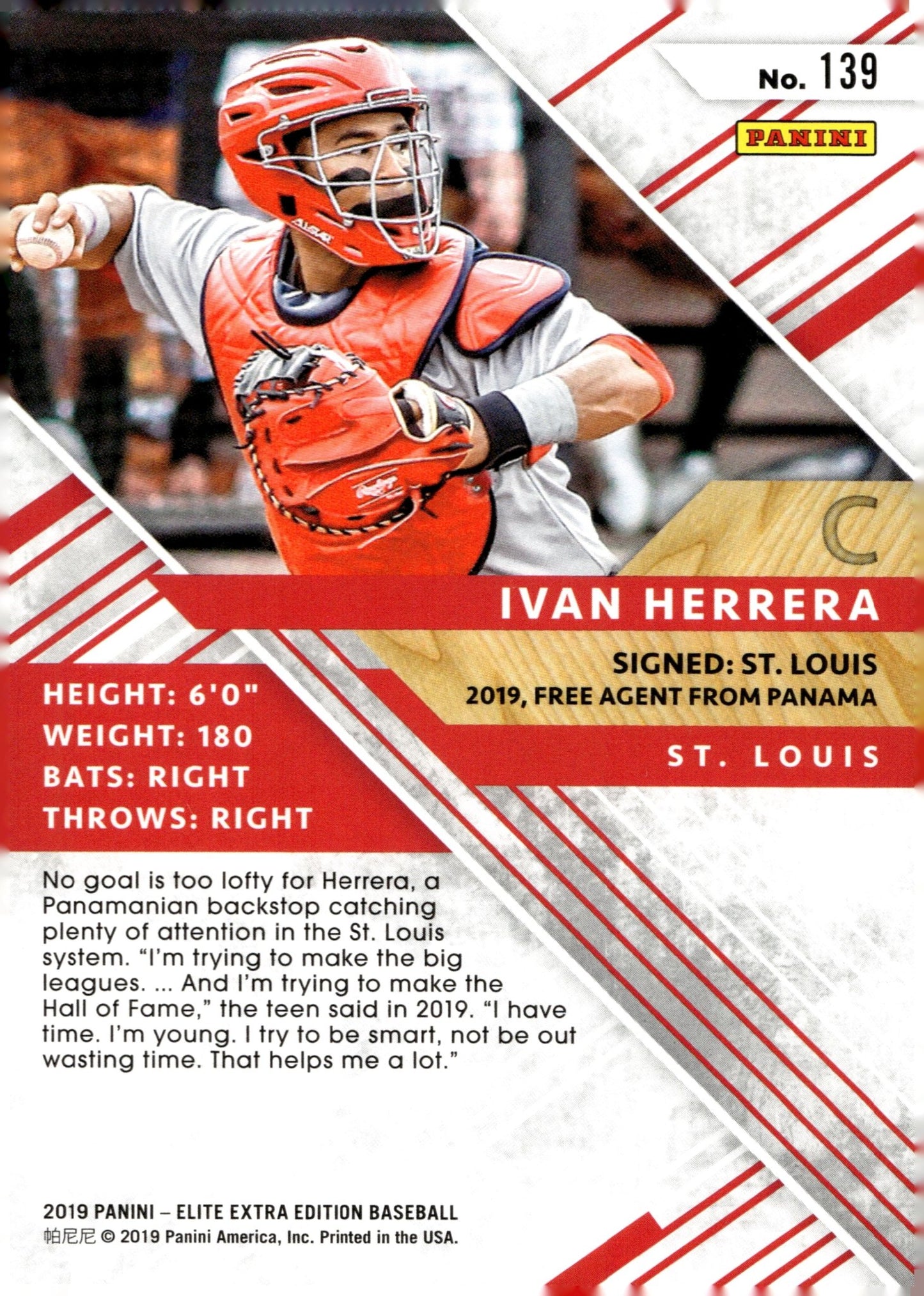 Ivan Herrera 2019 Panini Elite Extra Edition 637/999 #139 - Collector Store LLC