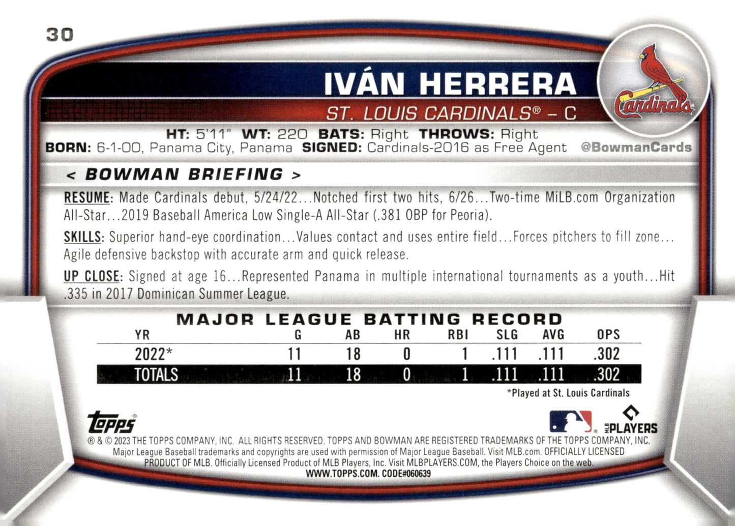 Ivan Herrera 2023 Bowman RC 30 - Collector Store LLC
