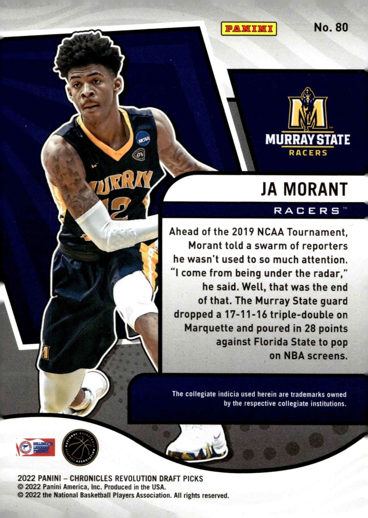 Ja Morant 2022 Panini Chronicles Revolution Draft Picks #80 - Collector Store LLC