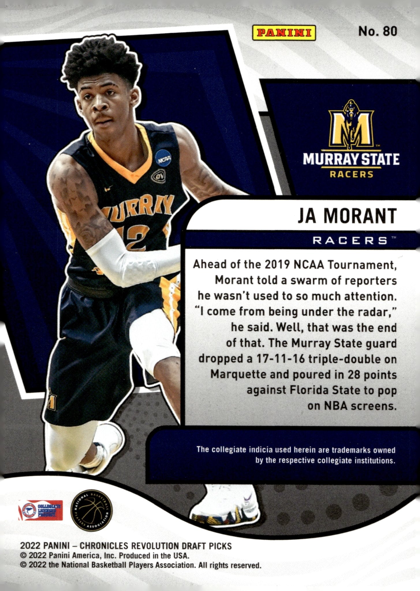 Ja Morant 2022 Panini Chronicles Revolution Draft Picks #80 - Collector Store LLC