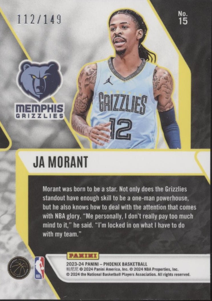 Ja Morant 2023 - 24 Panini Phoenix Fade to Black Green Atomic Refractor 112/149 - Collector Store LLC