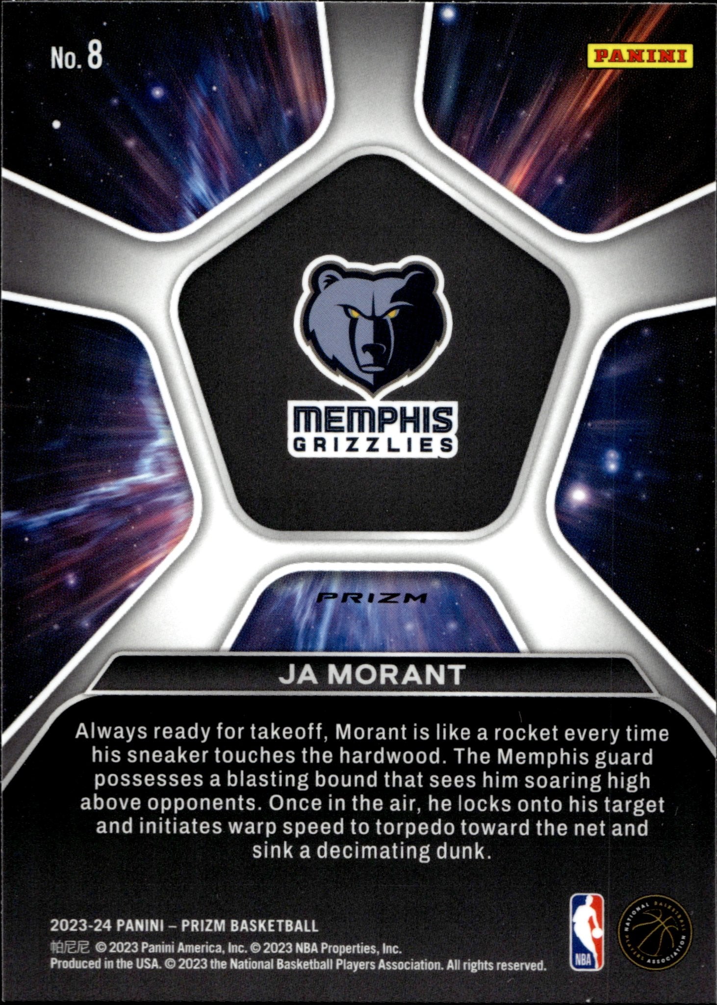 Ja Morant 2023 - 24 Panini Prizm Deep Space Prizm #8 - Collector Store LLC